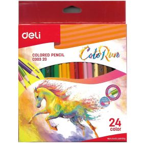 Creioane colorate 24 culori/set, DELI ColoRun